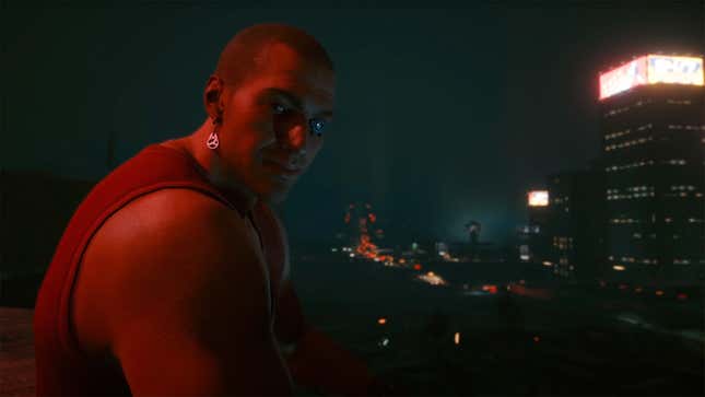River Ward stares into the eyes of V.