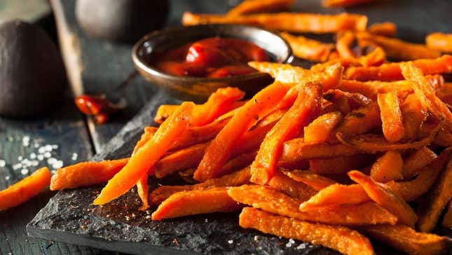 Half sweet potato, half charred carrot, all delicious