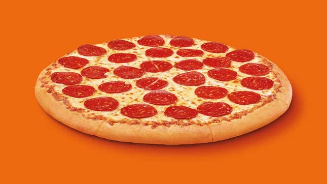 Pepperoni pizza on orange background