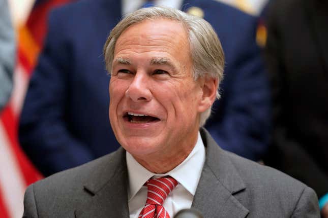 Republican Texas Gov. Greg Abbott speaks before signing Senate Bill 1, also known as the election integrity bill, into law in Tyler, Texas, Sept. 7, 2021. 