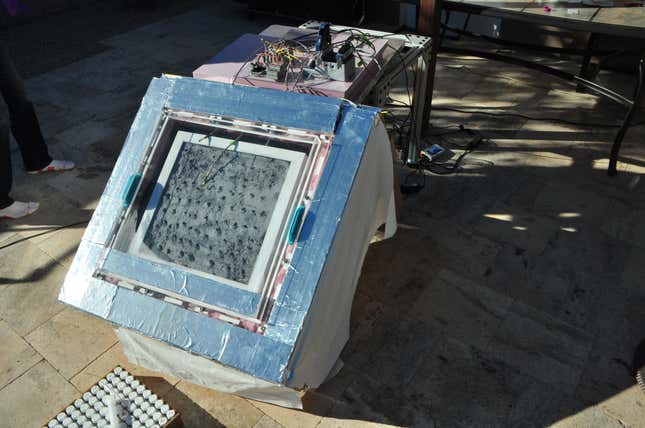 The water harvester only managed to suck out about a cup of water after one day in the desert, but researchers say it's a proof of concept that this can be done.