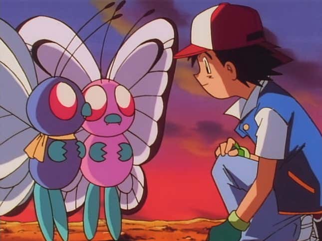 Ash is shown saying goodbye to his Butterfree.