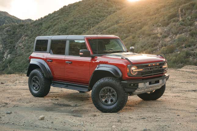 Front three quarters view of the 2022 Ford Bronco Raptor