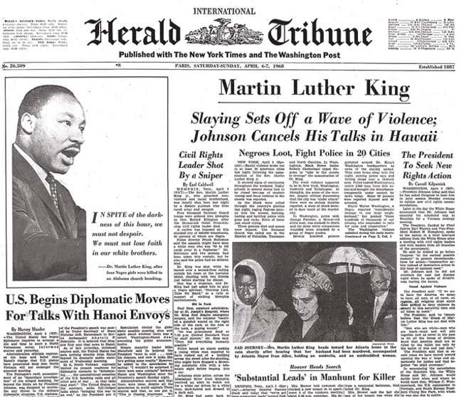 Image for article titled Today’s IHT is officially an artifact. Here are 8 memorable front pages