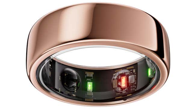 The new Oura Ring Gen3 Horizon pictured in the rose gold color option.