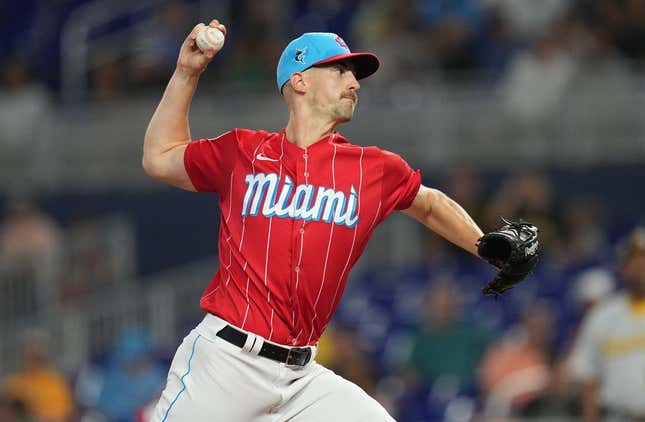 Jun 24, 2023; Miami, Florida, USA; Miami Marlins starting pitcher Bryan Hoeing (78) pitches against the against the Pittsburgh Pirates in the first inning at loanDepot Park.
