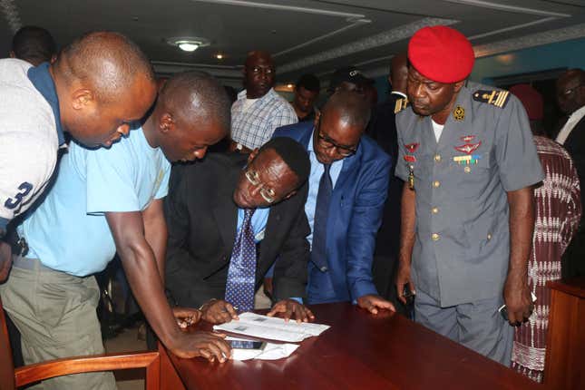 Cameroonian Anglophone activist leaders prepare to leave prison in Yaounde, on, Sept. 1.