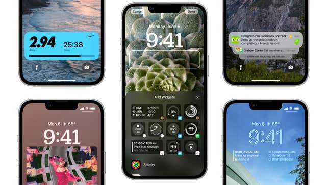 Image for article titled Apple iOS 16 Brings a New Look to the Lock Screen