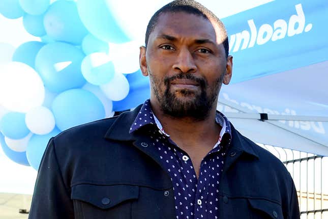 LOS ANGELES, CALIFORNIA - JANUARY 27: (L-R) Metta World Peace distributes products as part of Gopuff and Baby2Baby’s plan to distribute 100,000 COVID tests to families in Los Angeles on January 27, 2022 in Los Angeles, California. (Photo by Jon Kopaloff/Getty Images for Gopuff)