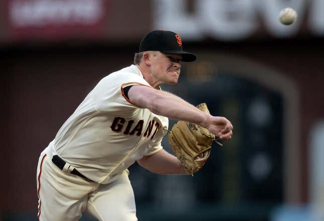 Apr 10, 2023; San Francisco, California, USA; San Francisco Giants starting pitcher Logan Webb (62) delivers a pitch against the Los Angeles Dodgers during the second inning at Oracle Park.