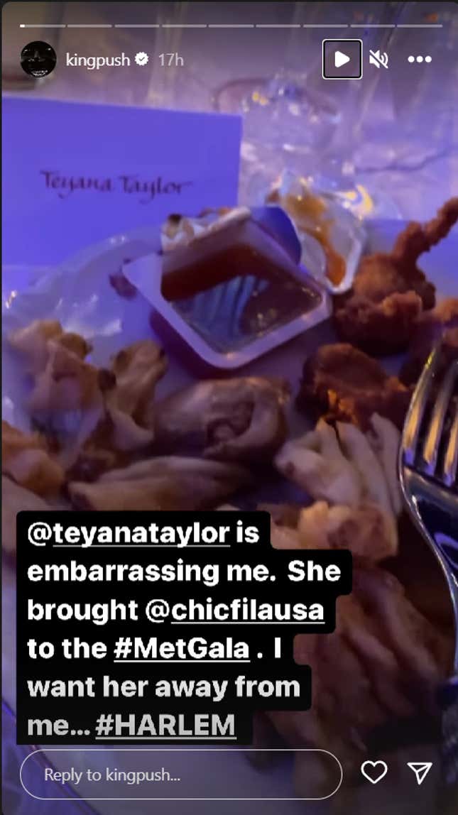 Image for article titled Teyana Taylor Brought Chic-Fil-A to the Met Gala and That's the Type of Carrying On I Like to See