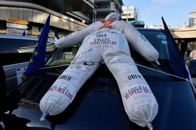 A 2016 anti-Uber protest in Bordeaux