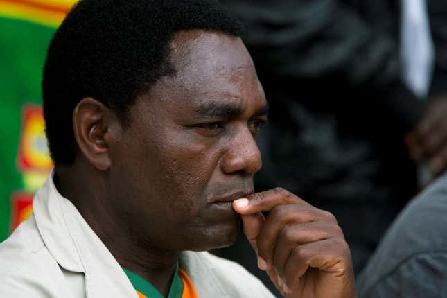Opposition leader Hakainde Hichilema during a 2015 rally in Lusaka