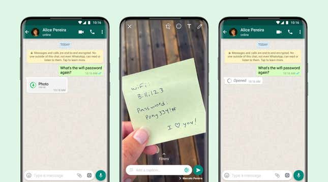 Image for article titled How to Send Disappearing Photos and Videos in WhatsApp