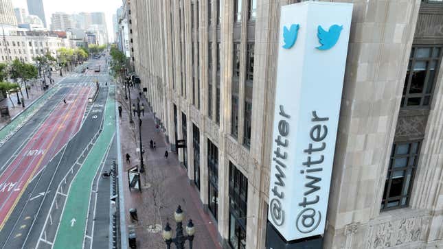 Photo of Twitter sign at headquarters