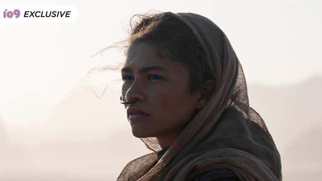 Zendaya gazes into the distance in costume as Chani in Dune.