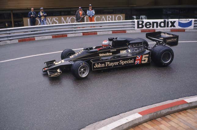 Lotus Ford driver Mario Andretti in action during the 1977 Formula 1 Monaco Grand Prix in Monaco