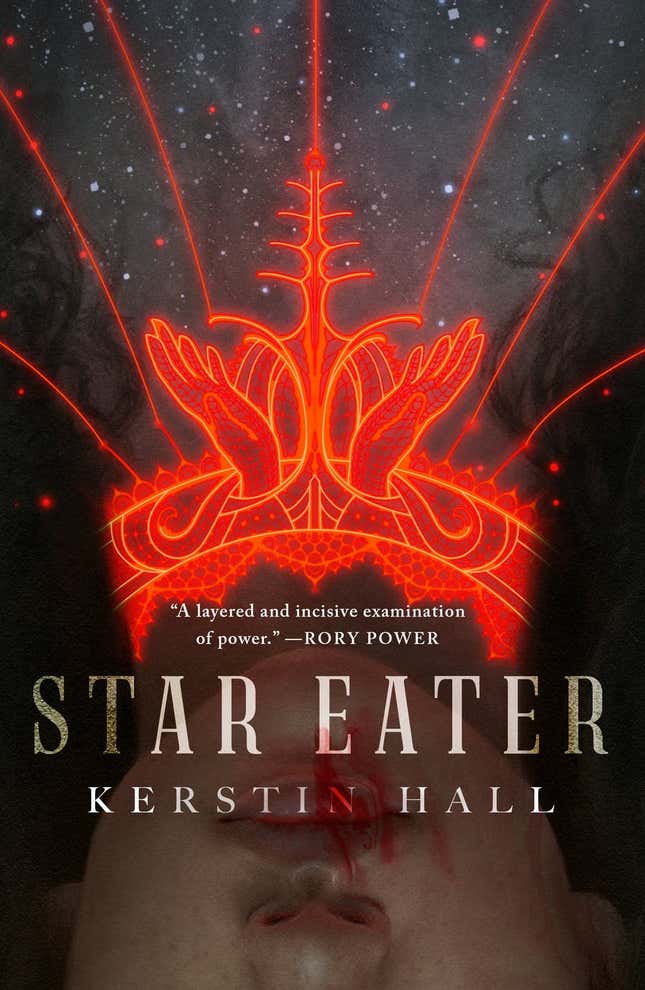 The cover of Star Eater showing a bloody mouth and a necklace of supernatural lace 