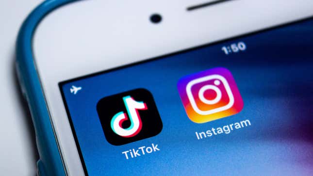 An Iphone screen displaying the icons for TikTok and Instagram apps