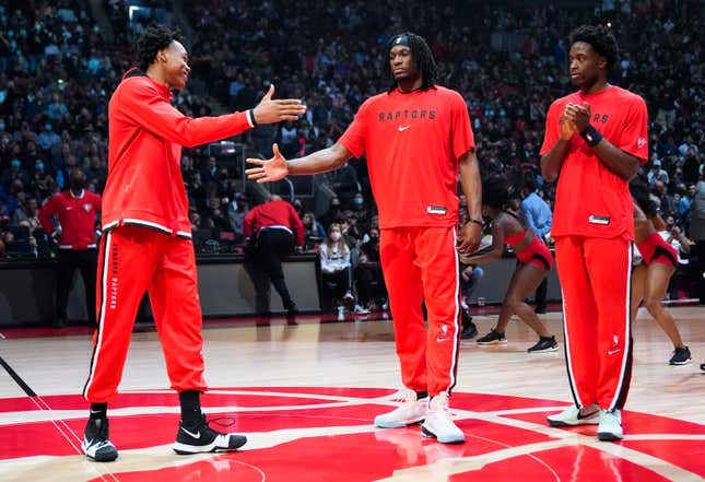 Scottie Barnes, Precious Achiuwa, and OG Anunoby make up an impressive young core in Toronto.