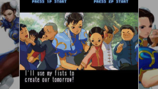 In her Street Fighter III ending Chun-Li seems to feel inspired for the future.