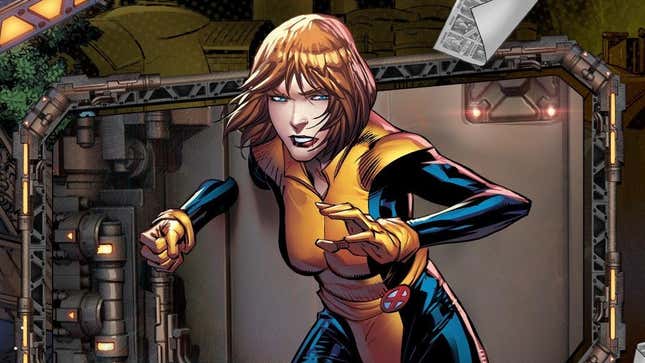 Kitty Pryde Verwandelt Sich In Ihrer Marvel Snap-Kartenkunst Durch Eine Wand.