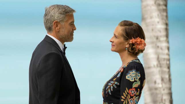 (from left) George Clooney and Julia Roberts in Ol Parker’s Ticket To Paradise.
