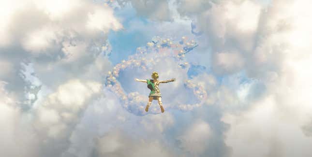 Link falling from the sky in BOTW 2.