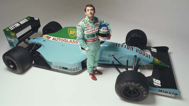 Portrait of Ivan Capelli, driver of the No. 16 Leyton House Formula One Racing Team ahead of the 1990 season.
