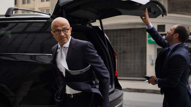 Microsoft CEO Satya Nadella arrives at federal court on June 28, 2023, in San Francisco, California.