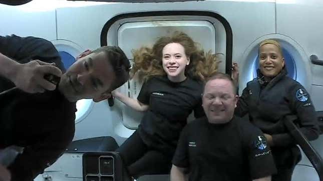 The Inspiration4 crew in space.