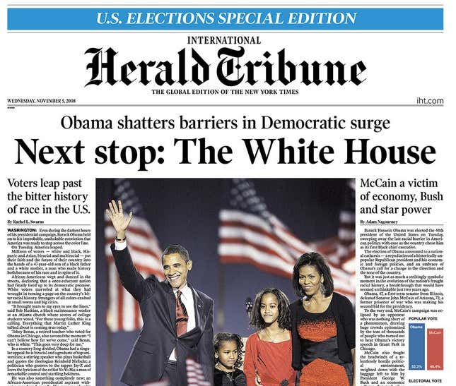 Image for article titled Today’s IHT is officially an artifact. Here are 8 memorable front pages