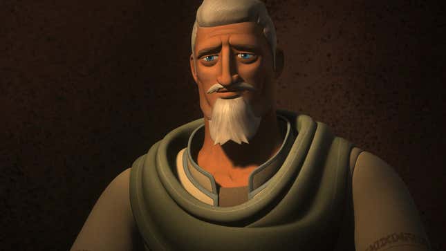 Ryder Azadi in the Star Wars: Rebels animated series, as voiced by Clancy Brown. 