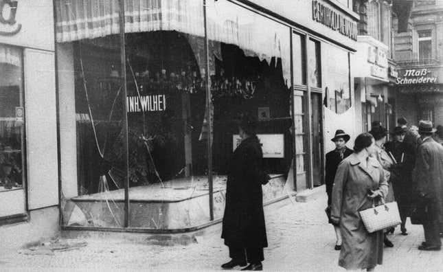 Historic photo of damaged storefront