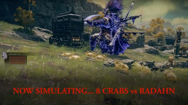Radahn takes on crabs in an Elden Ring mod.