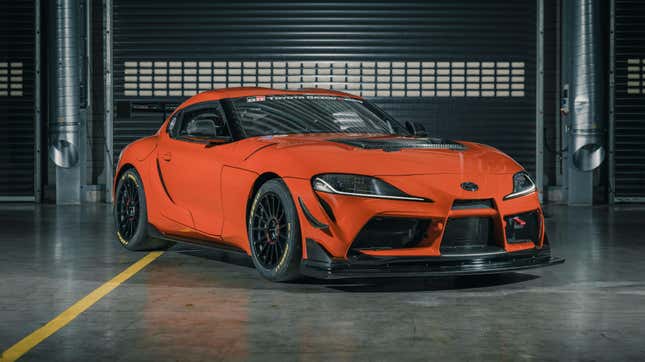 Image for article titled The Toyota GR Supra GT4 100 Edition Is A Gloriously Extra Orange Track-Only Supra
