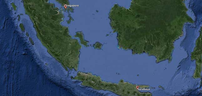 Image for article titled An AirAsia flight from Indonesia to Singapore has disappeared in stormy weather