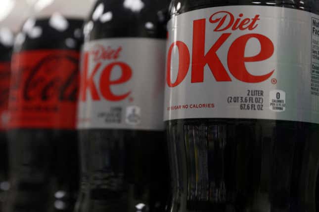 FILE PHOTO: Diet Coke is seen on display at a store in New York City, U.S., June 28, 2023.