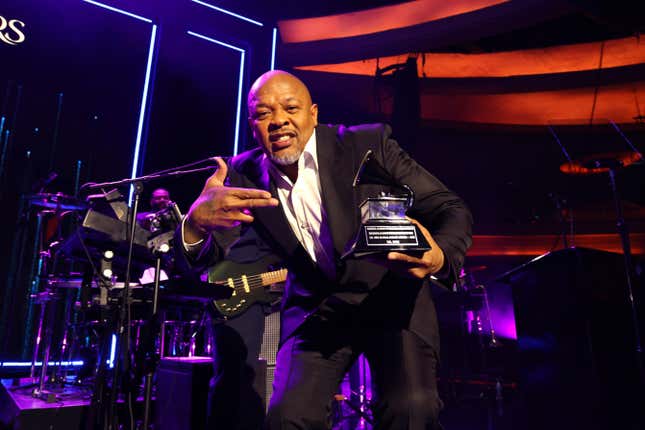 Honoree Dr. Dre accepts the Recording Academy Global Impact Award onstage during the Recording Academy Honors presented by The Black Music Collective during the 65th GRAMMY Awards on February 02, 2023 in Los Angeles, California. 