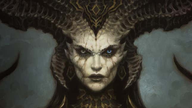 A painterly Diablo IV image of Lilith. 