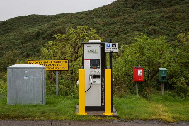 A charging station for electric vehicles in Kylesk.