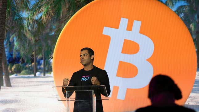 Miami Mayor Francis Suarez speaks onstage during the Bitcoin 2021 Convention at the Mana Convention Center in Miami.
