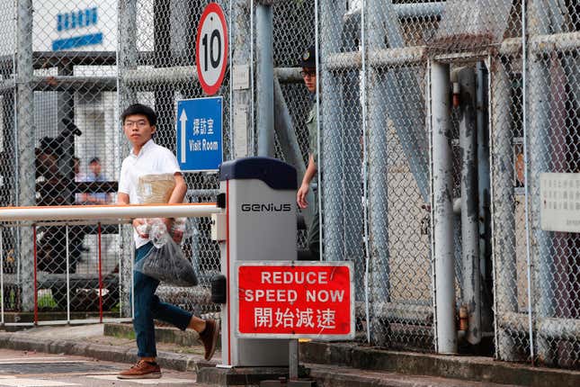 Joshua Wong walked out of prison on Monday into a city of protests.