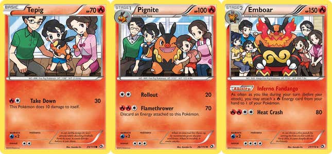 Tepig, Pignite and Emboar.