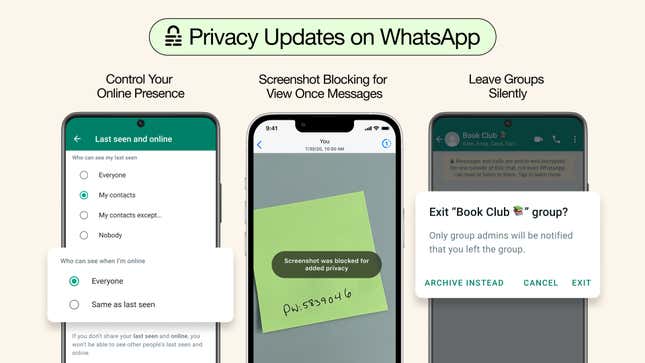 Imagen para el artículo titulado Más privacidad en WhatsApp: será posible ocultar tu estado en línea y salir de grupos de forma privada