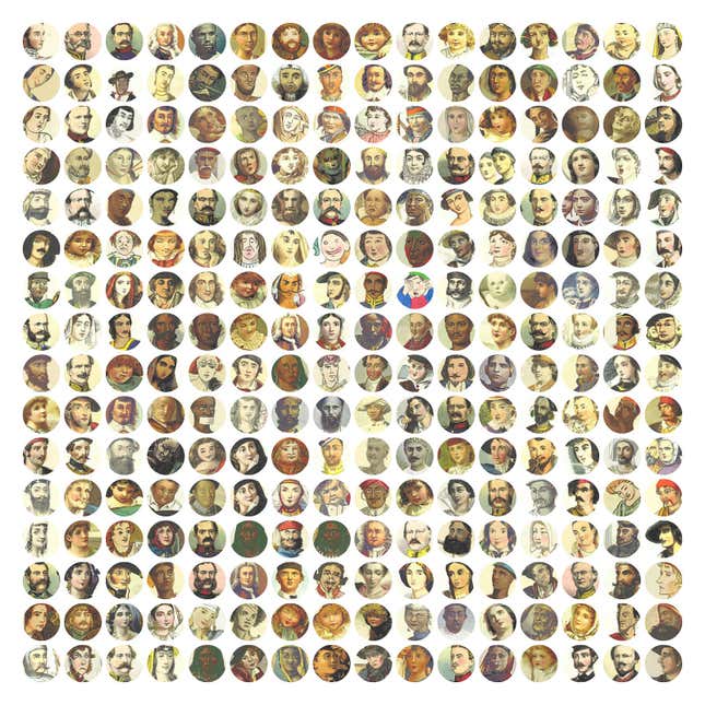 A collage made from faces from the collection