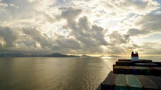 The view from the A. Lincoln freighter ship, which takes passengers.