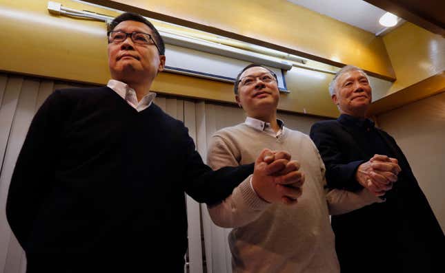 Occupy Central founders, with Benny Tai in the middle.