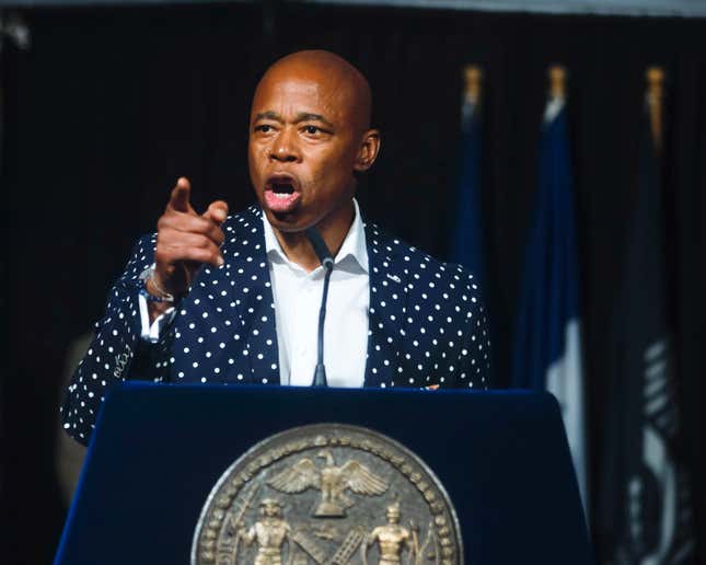 New York NY Mayor Eric Adams is seen giving speech at Gracie Mansion Event in New York City on September 20, 2022.