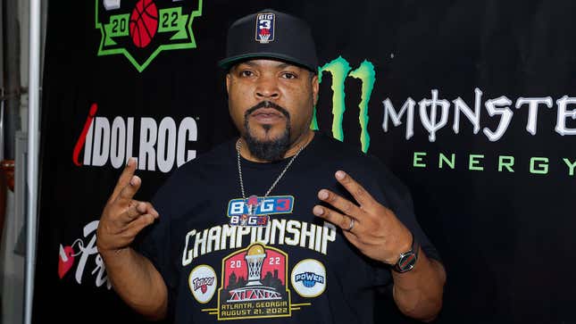 Ice Cube poses on the red carpet prior to the BIG3 Championship at State Farm Arena on August 21, 2022 in Atlanta, Georgia.